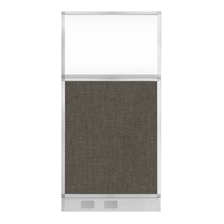 Versare Hush Panel Cubicle Partition 3' x 6' W/ Window Mocha Fabric Clear Window W/ Cable Channel 1812565-2